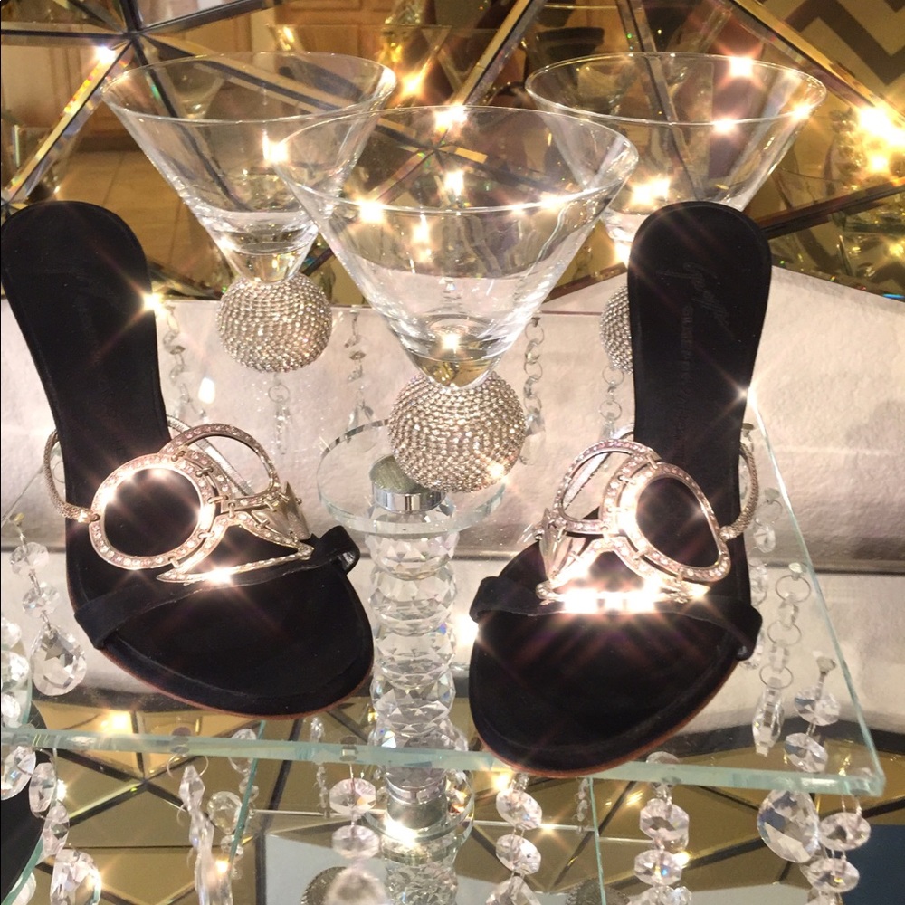 Giuseppe Black With Silver Rhinestones.